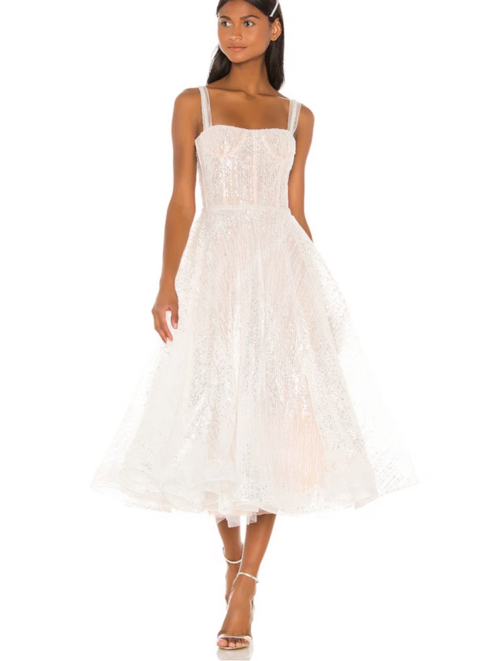 Bronx and Banco Ivory Sequin Midi Dress